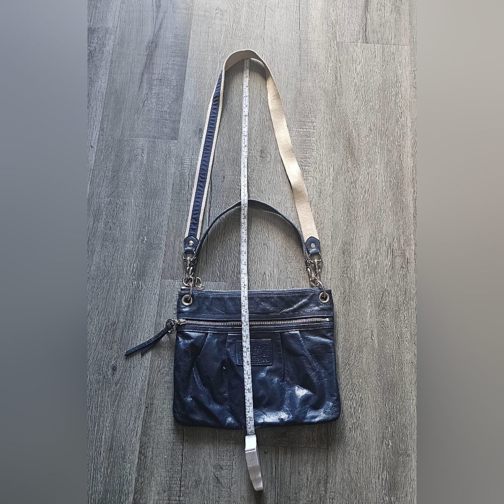 Coach 17048 Poppy Blue Glazed Leather Crossbody Shoulder Bag Purse - Picture 8 of 11